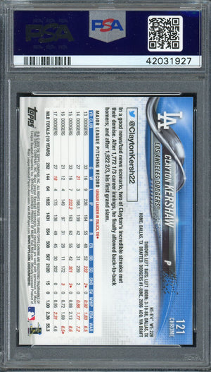 Clayton Kershaw 2018 Topps Chrome Baseball Card #121 Graded PSA 10 GEM MINT-Powers Sports Memorabilia