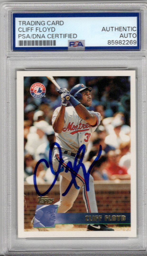 Cliff Floyd Signed Montreal Expos 1996 Topps Card #334 PSA AUTHENTIC AUTO-Powers Sports Memorabilia
