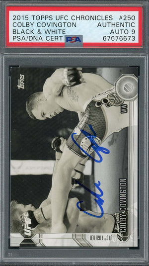 Colby Covington 2015 Topps UFC Chronicles B&W Signed Rookie Card Auto PSA #/188-Powers Sports Memorabilia