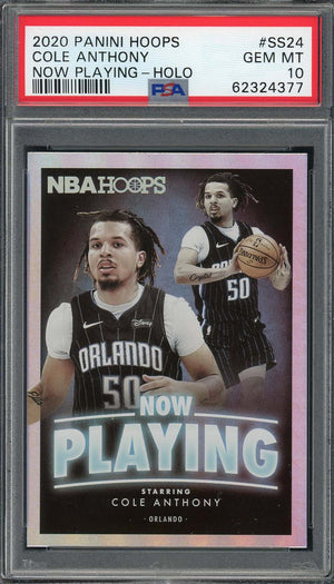 Cole Anthony 2020 Panini Hoops Now Playing Hologram Card #SS24 Graded PSA 10-Powers Sports Memorabilia