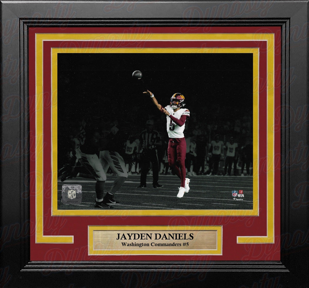 Jayden Daniels Blackout Action Washington Commanders 8" x 10" Framed Football Display Photo-Powers Sports Memorabilia