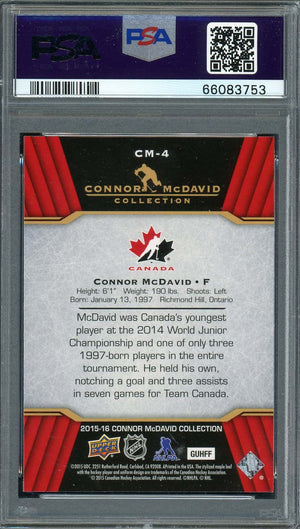 Connor McDavid 2015 Upper Deck Hockey Rookie Card RC #CM-4 Graded PSA 10-Powers Sports Memorabilia