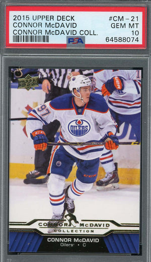 Connor McDavid 2015 Upper Deck Hockey Rookie Card RC #CM-21 Graded PSA 10-Powers Sports Memorabilia