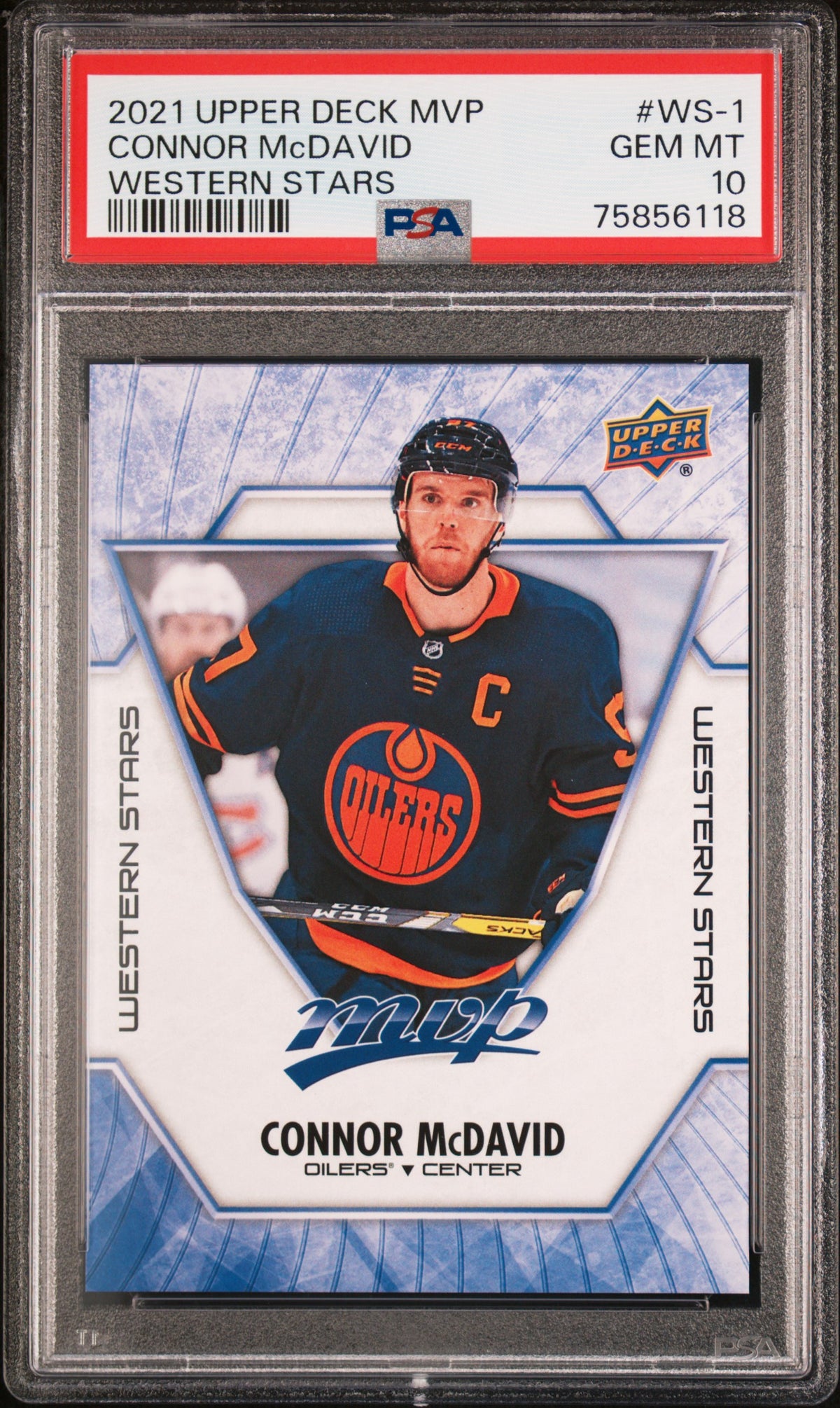 Connor McDavid 2021 Upper Deck MVP Western Stars Hockey Card #WS-1 Graded PSA 10-Powers Sports Memorabilia