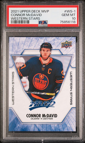 Connor McDavid 2021 Upper Deck MVP Western Stars Hockey Card #WS-1 Graded PSA 10-Powers Sports Memorabilia