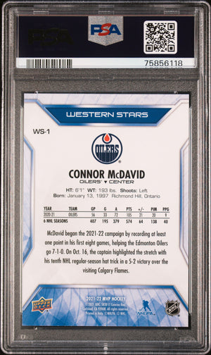 Connor McDavid 2021 Upper Deck MVP Western Stars Hockey Card #WS-1 Graded PSA 10-Powers Sports Memorabilia