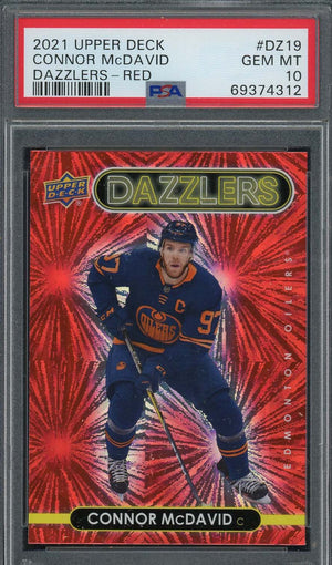 Connor McDavid 2021 Upper Deck Dazzlers Red Hockey Card #DZ19 Graded PSA 10-Powers Sports Memorabilia
