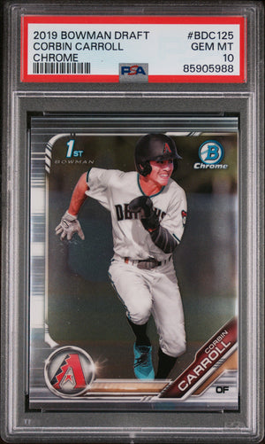 Corbin Carroll 2019 Bowman Draft Chrome Rookie Card #BDC125 Graded PSA 10-Powers Sports Memorabilia