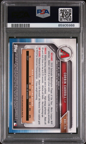 Corbin Carroll 2019 Bowman Draft Chrome Rookie Card #BDC125 Graded PSA 10-Powers Sports Memorabilia