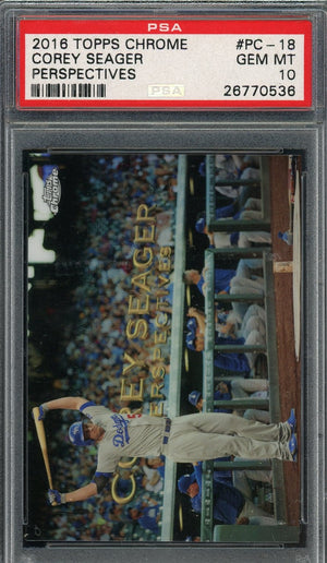 Corey Seager 2016 Topps Chrome Baseball Rookie Card #PC-18 Graded PSA 10-Powers Sports Memorabilia