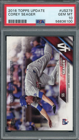 Corey Seager 2016 Topps Baseball Rookie Card #US279 Graded PSA 10-Powers Sports Memorabilia