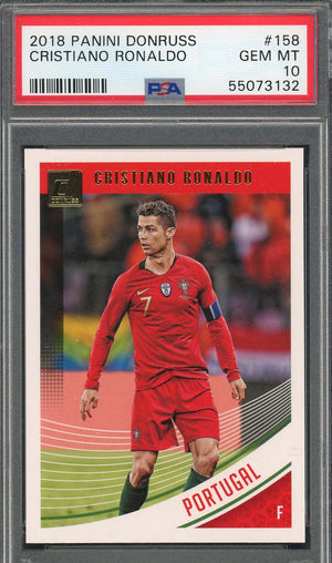 Cristiano Ronaldo 2018 Panini Donruss Soccer Card #158 Graded PSA 10-Powers Sports Memorabilia