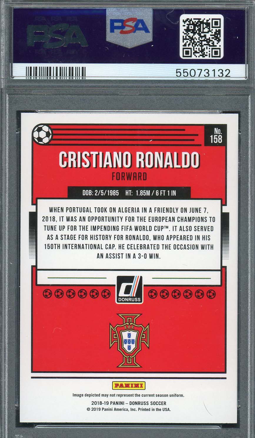 Cristiano Ronaldo 2018 Panini Donruss Soccer Card #158 Graded PSA 10-Powers Sports Memorabilia