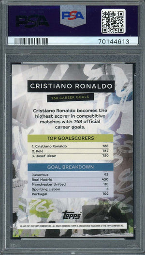 Cristiano Ronaldo 2021 Topps Now UCL 768 Career Goals Soccer Card Graded PSA 10-Powers Sports Memorabilia