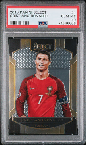 Cristiano Ronaldo 2016 Panini Select Soccer Card #1 Graded PSA 10-Powers Sports Memorabilia