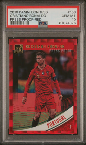 Cristiano Ronaldo 2018 Panini Donruss Press Proof Red Soccer Card #158 PSA 10-Powers Sports Memorabilia