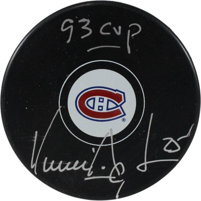 Vincent Damphousse Signed Montreal Canadiens Logo Puck 93 Cup – JSA Authenticated-Powers Sports Memorabilia