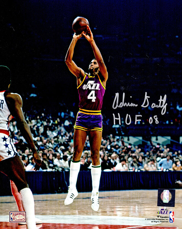 Adrian Dantley Autographed Utah Jazz Shooting Action 8x10 Photo with HOF'08-Powers Sports Memorabilia