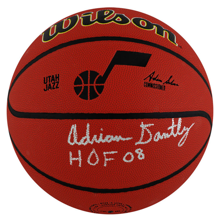 Adrian Dantley Utah Jazz Autographed Wilson Logo NBA Basketball w/ HOF 08-Powers Sports Memorabilia