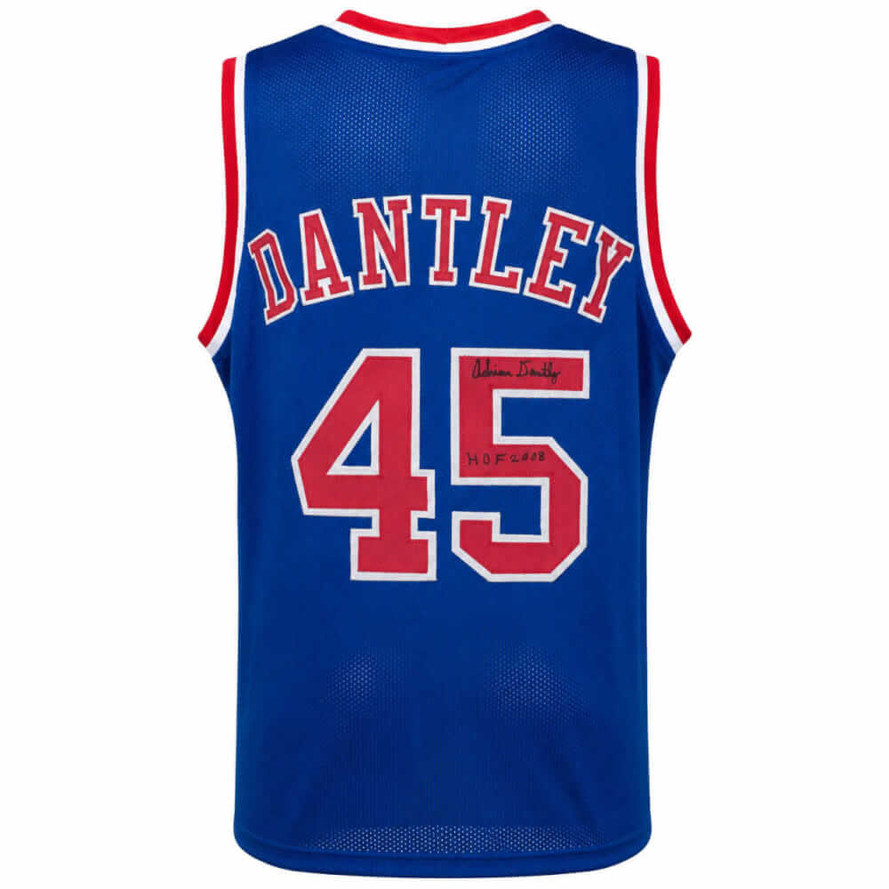 Adrian Dantley Autographed Blue Throwback Custom Basketball Jersey with HOF 2008-Powers Sports Memorabilia
