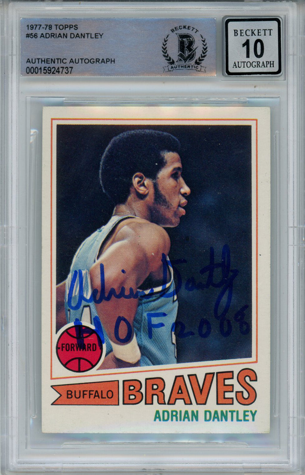 Adrian Dantley Buffalo Braves Signed Card - 1977 Topps #56 Rookie w/HOF Beckett Slab Beckett-Powers Sports Memorabilia
