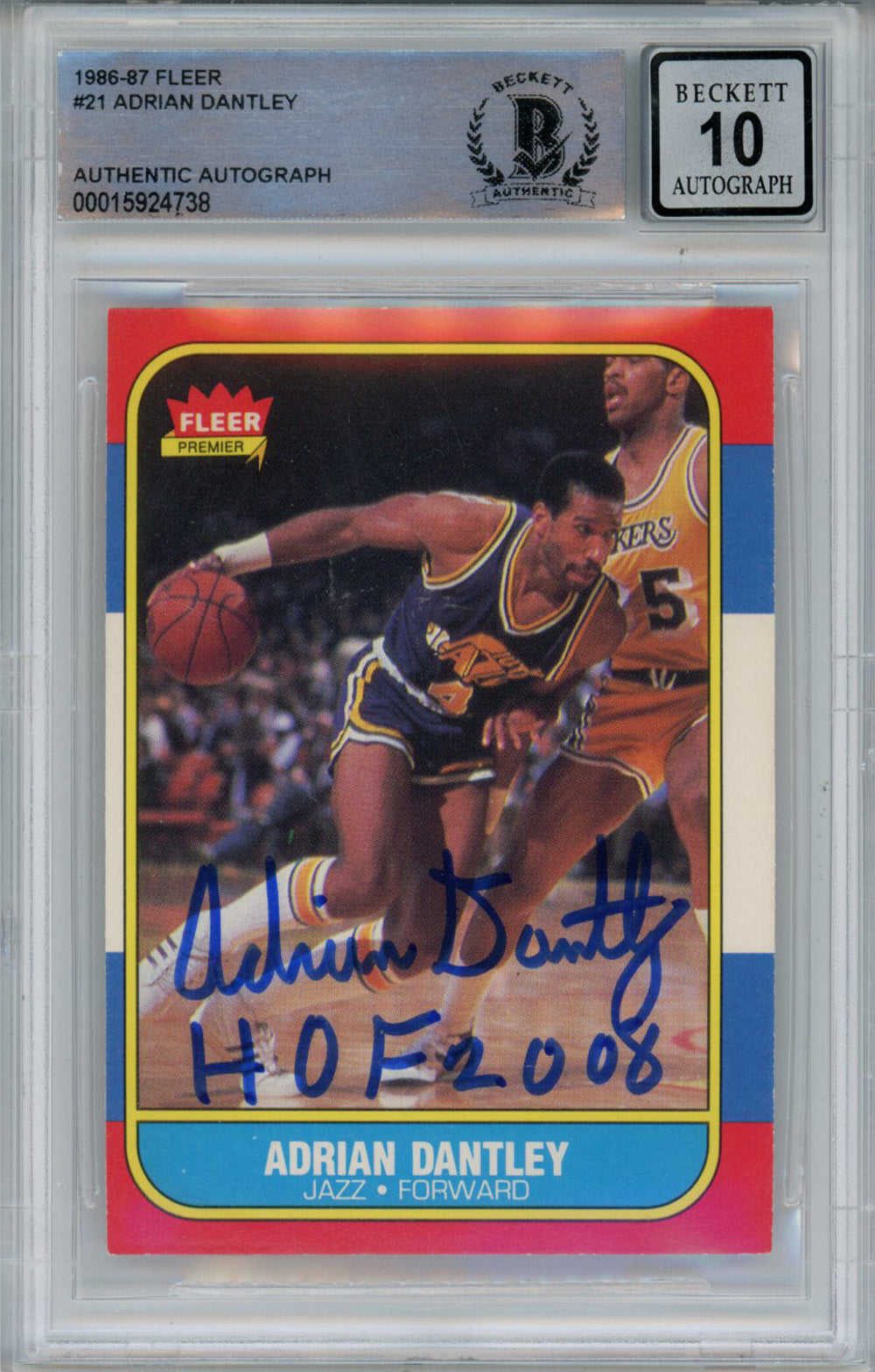 Adrian Dantley Utah Jazz Signed Card - 1986-87 Fleer #21 w/HOF Beckett 10 Slab Beckett-Powers Sports Memorabilia