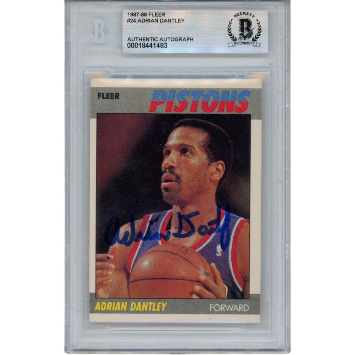 Adrian Dantley Detroit Pistons Signed Card - 1987 Fleer #24 Slab Beckett Beckett-Powers Sports Memorabilia