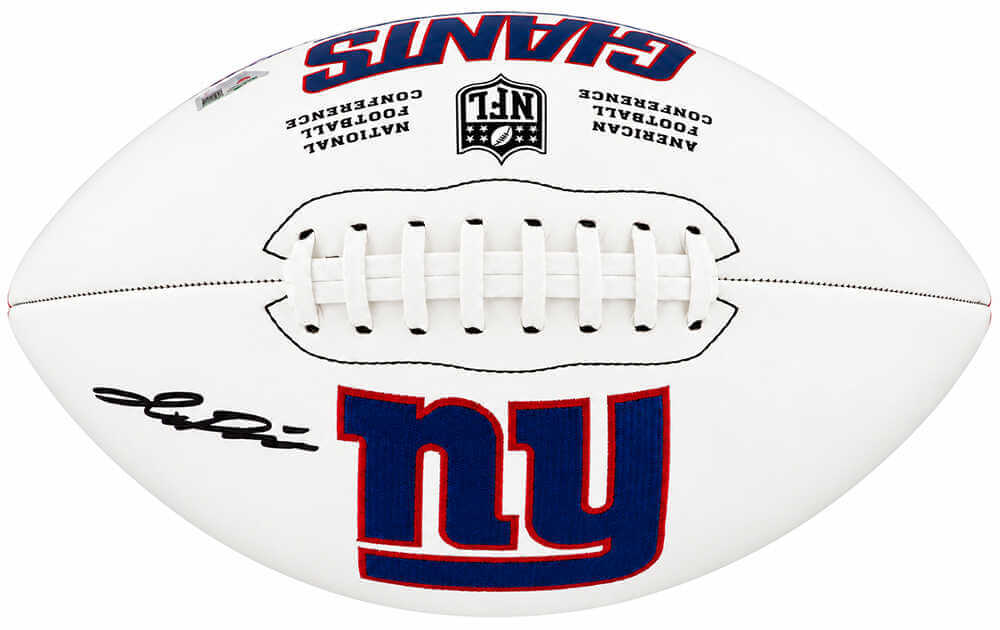 Jaxson Dart Autographed New York Giants Logo Wilson White Panel Football-Powers Sports Memorabilia