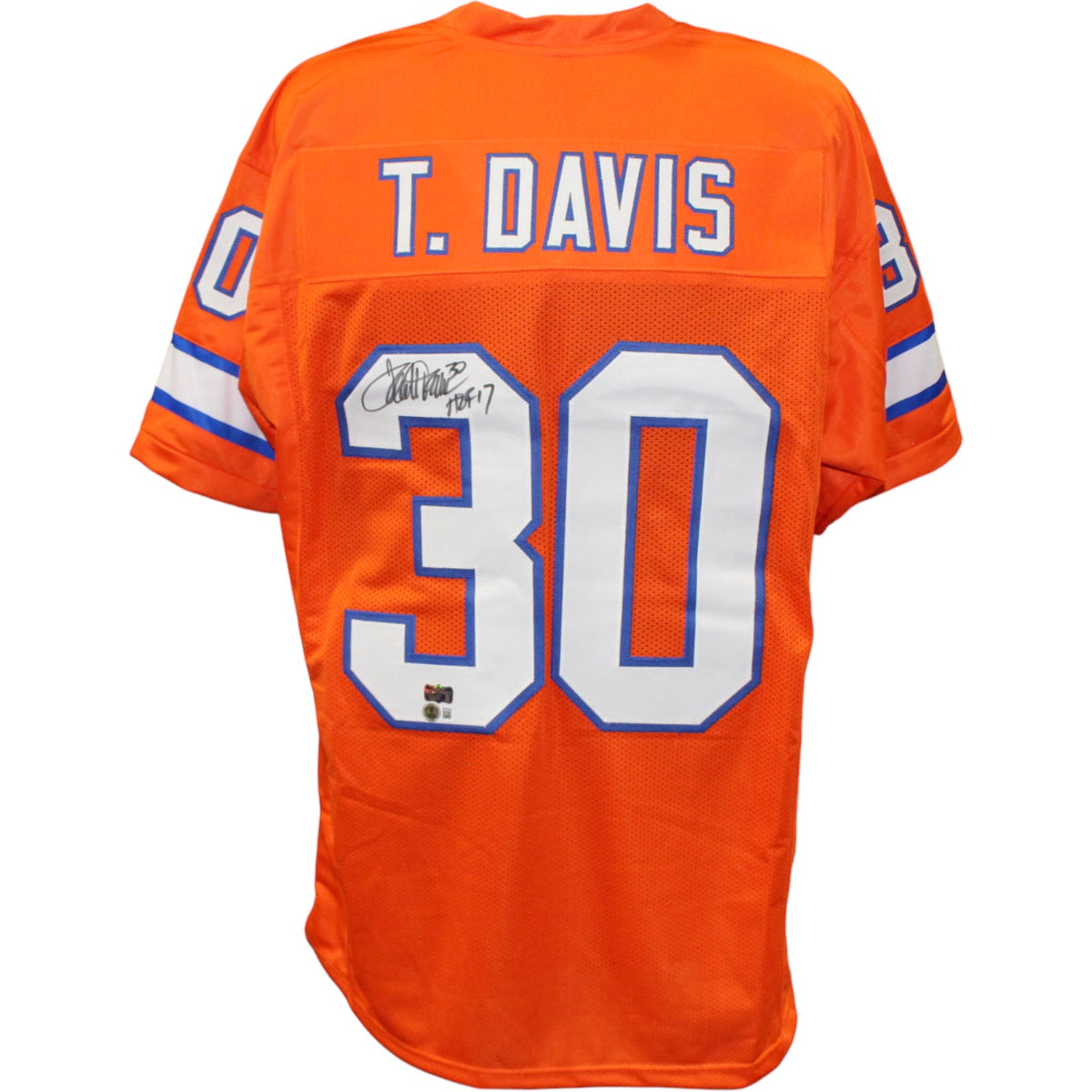 Terrell Davis Pro Style Sz XL Orange Signed Jersey HOF-Powers Sports Memorabilia