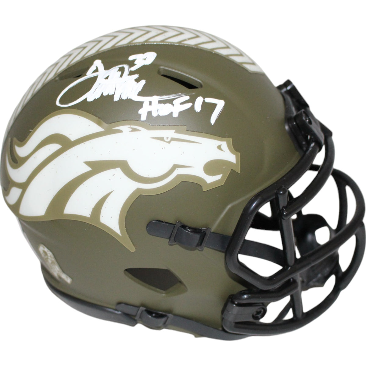 Terrell Davis Denver Broncos Signed Mini Helmet - 22 STS HOF Beckett Beckett-Powers Sports Memorabilia