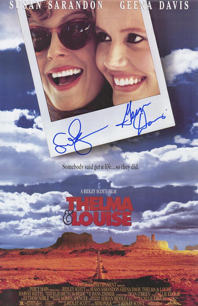 Geena Davis & Susan Sarandon Autographed Thelma & Louise 11×17 Movie Poster-Powers Sports Memorabilia