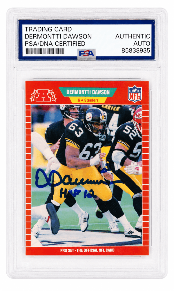 Dermontti Dawson Autographed Steelers 1989 Pro Set Rookie Football Card #344 with HOF'12 - (PSA Encapsulated)-Powers Sports Memorabilia