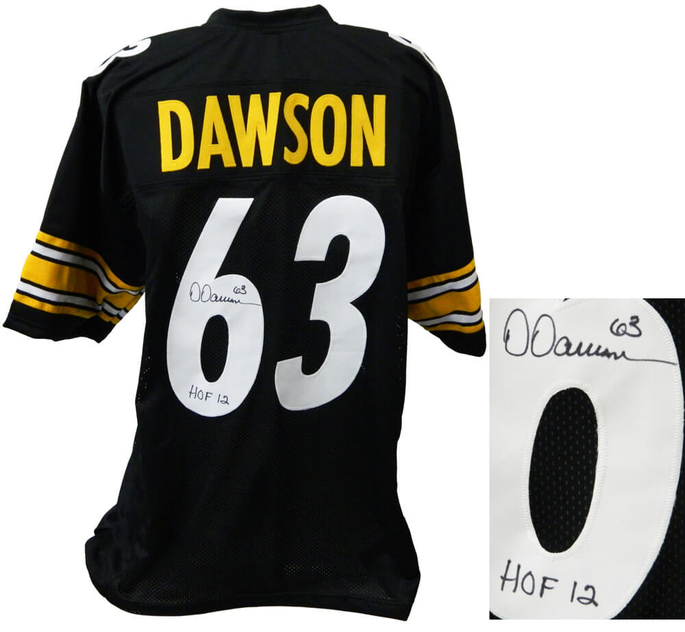 Dermontti Dawson Autographed Black Custom Football Jersey with HOF'12-Powers Sports Memorabilia