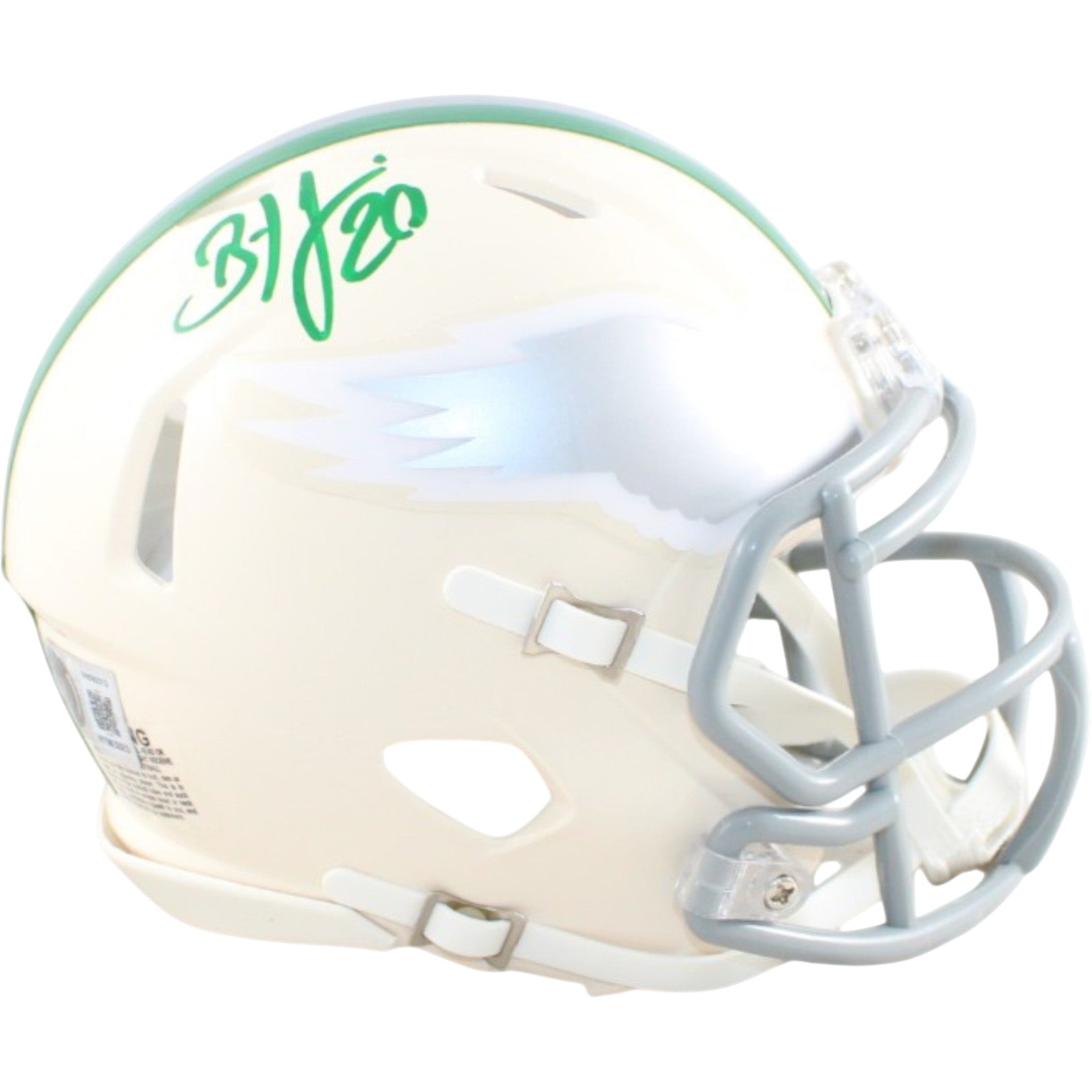 Brian Dawkins Philadelphia Eagles Signed Mini Helmet Retro Beckett Witness 58588 Beckett-Powers Sports Memorabilia
