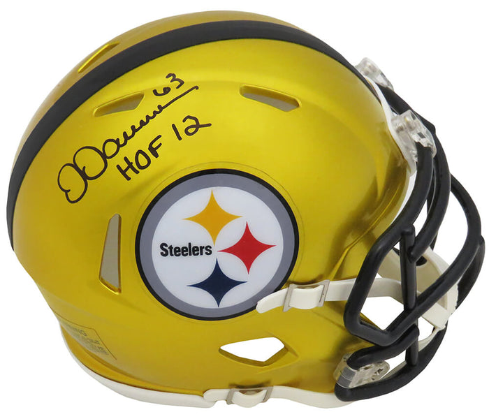 Dermontti Dawson Autographed Pittsburgh Steelers FLASH Riddell Speed Mini Helmet with HOF'12-Powers Sports Memorabilia