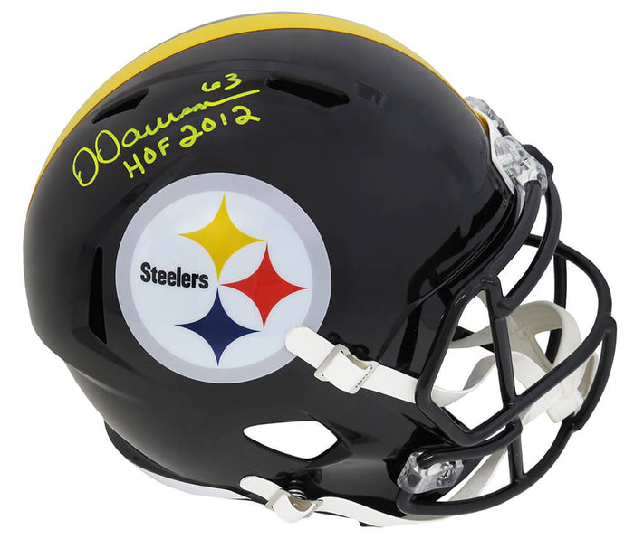 Dermontti Dawson Autographed Pittsburgh Steelers Riddell Full Size Speed Replica Helmet with HOF 2012-Powers Sports Memorabilia