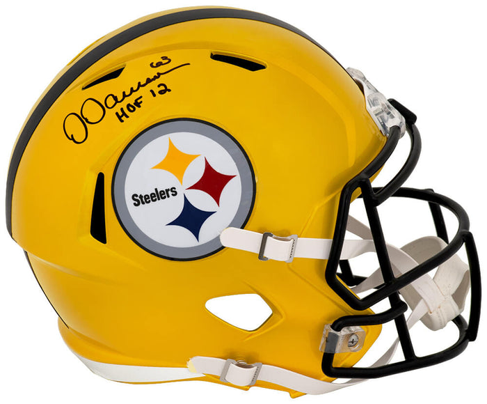 Dermontti Dawson Autographed Pittsburgh Steelers FLASH Riddell Full Size Speed Replica Helmet with HOF'12-Powers Sports Memorabilia