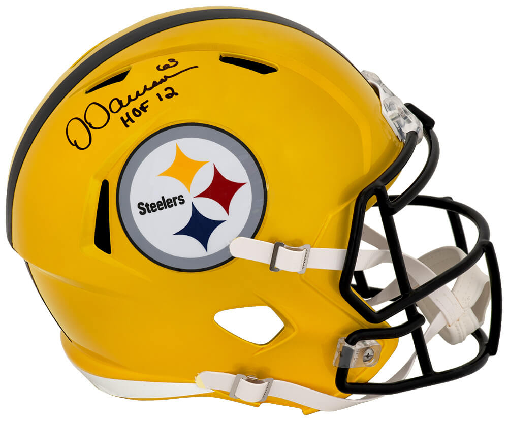 Dermontti Dawson Autographed Pittsburgh Steelers FLASH Riddell Full Size Speed Replica Helmet with HOF'12-Powers Sports Memorabilia