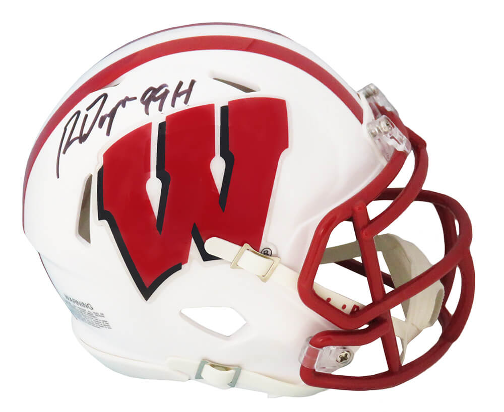Ron Dayne Autographed Wisconsin Riddell Speed Mini Helmet with 99H-Powers Sports Memorabilia
