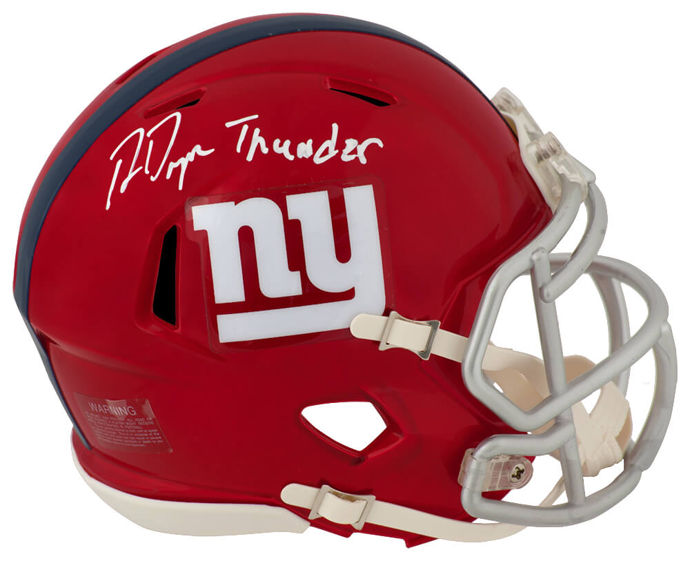 Ron Dayne Autographed New York Giants FLASH Riddell Speed Mini Helmet with Thunder-Powers Sports Memorabilia