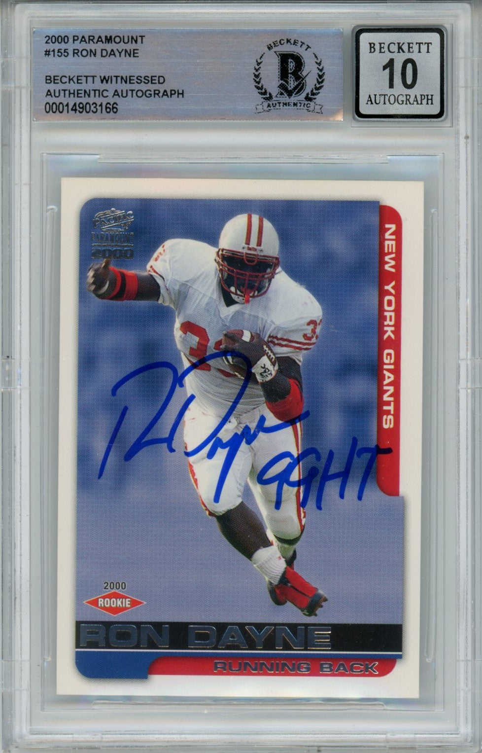 Ron Dayne Signed Wisconsin Badgers 2000 Pacific #93 – Beckett Authenticated-Powers Sports Memorabilia