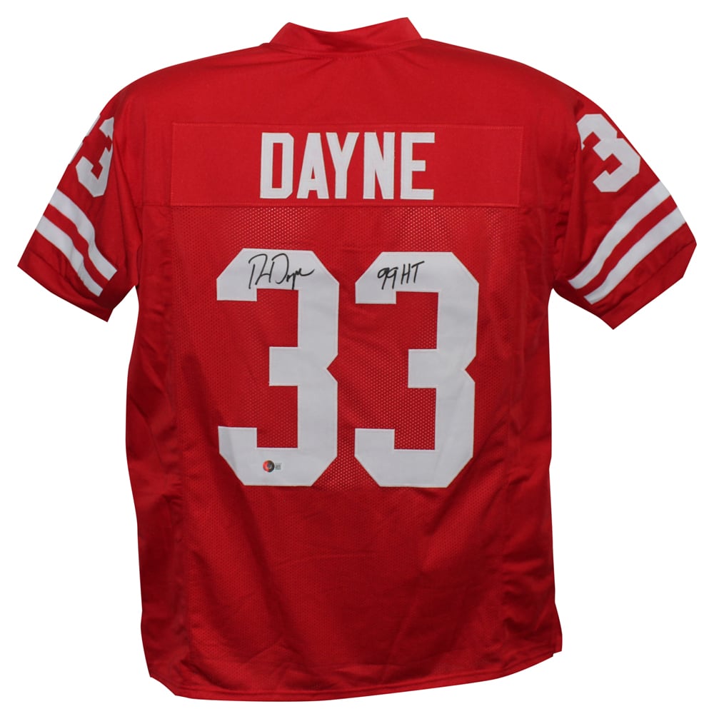 Ron Dayne Signed College Style Red XL Jersey 99H – Beckett Authenticated-Powers Sports Memorabilia