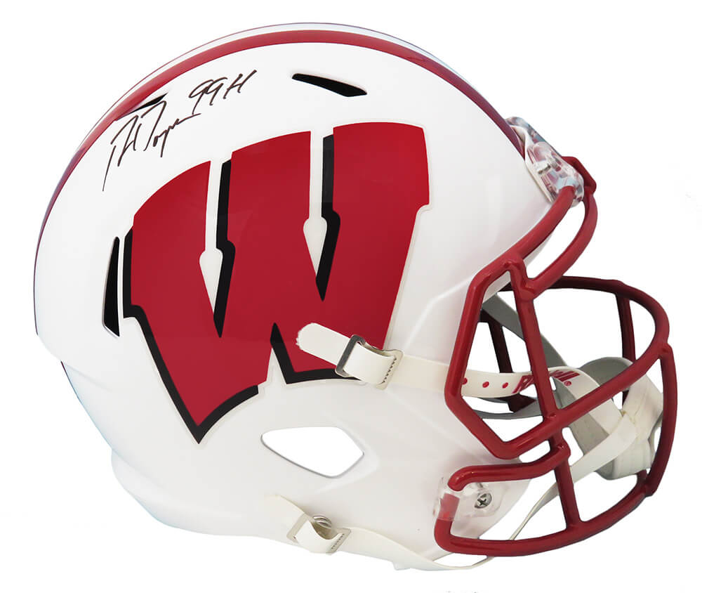 Ron Dayne Autographed Wisconsin Badgers Riddell Full Size Speed Replica Helmet with 99H-Powers Sports Memorabilia