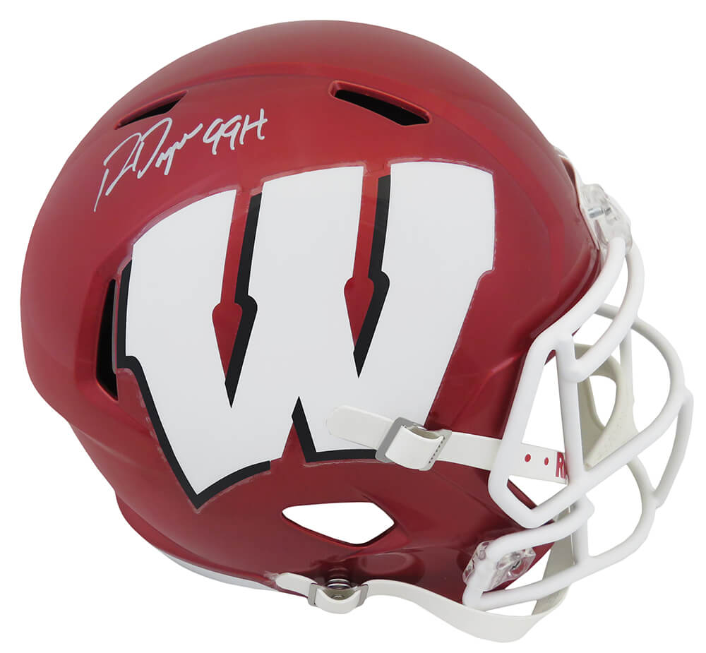 Ron Dayne Autographed Wisconsin Badgers FLASH Riddell Full Size Speed Replica Helmet with 99H-Powers Sports Memorabilia