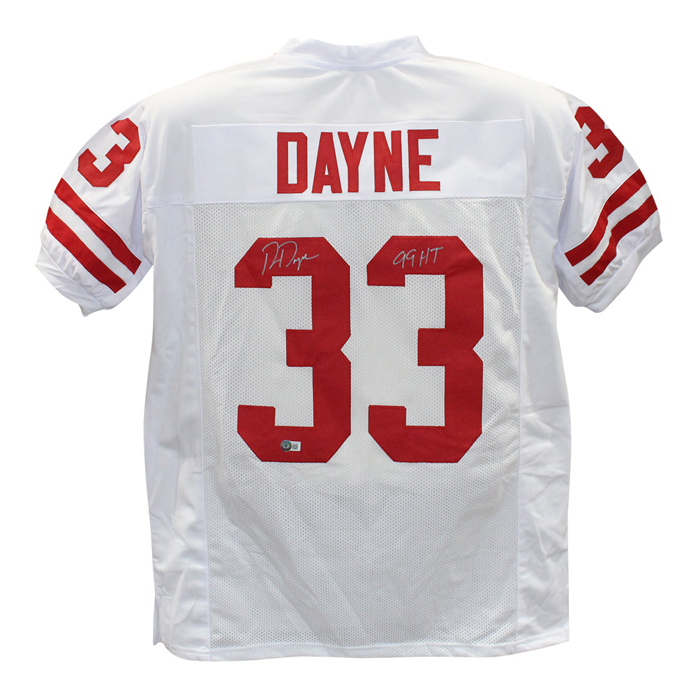 Ron Dayne College Style White XL Signed Jersey 99 H – Beckett Authenticated-Powers Sports Memorabilia