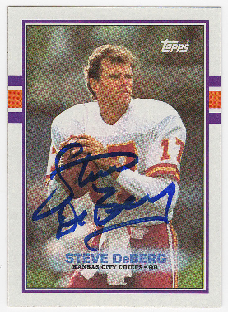 Steve Deberg Autographed Kansas City Chiefs 1989 Topps Football Trading Card #349-Powers Sports Memorabilia