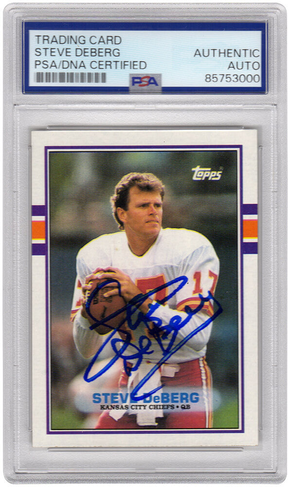 Steve Deberg Autographed Chiefs 1989 Topps Football Trading Card #349 - (PSA Encapsulated)-Powers Sports Memorabilia