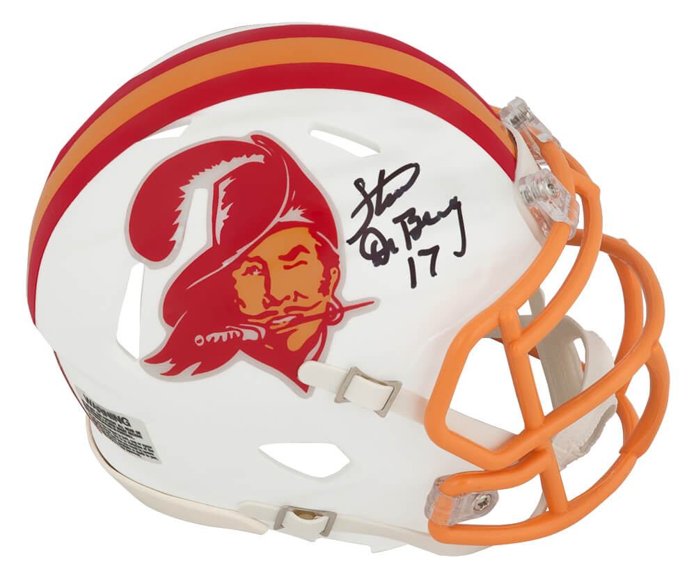 Steve DeBerg Autographed Tampa Bay Buccaneers T/B White Riddell Speed Mini Helmet-Powers Sports Memorabilia