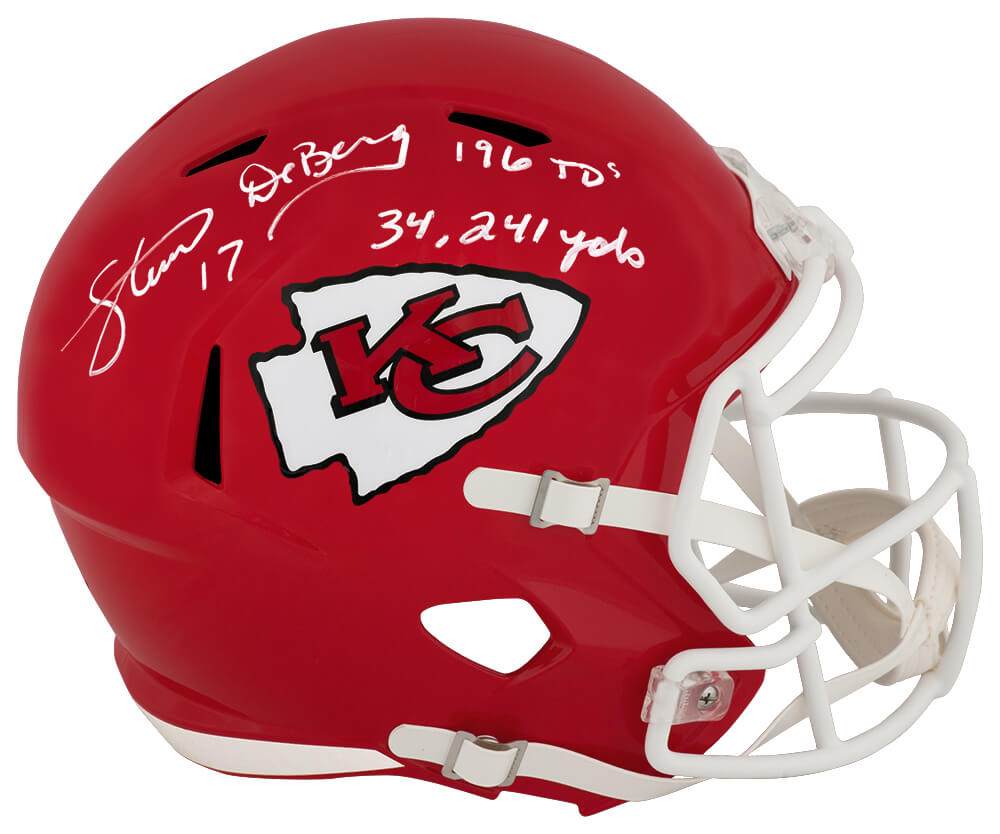 Steve DeBerg Autographed Kansas City Chiefs Riddell Full Size Speed Replica Helmet with 34,241 Yds, 196 TDs-Powers Sports Memorabilia