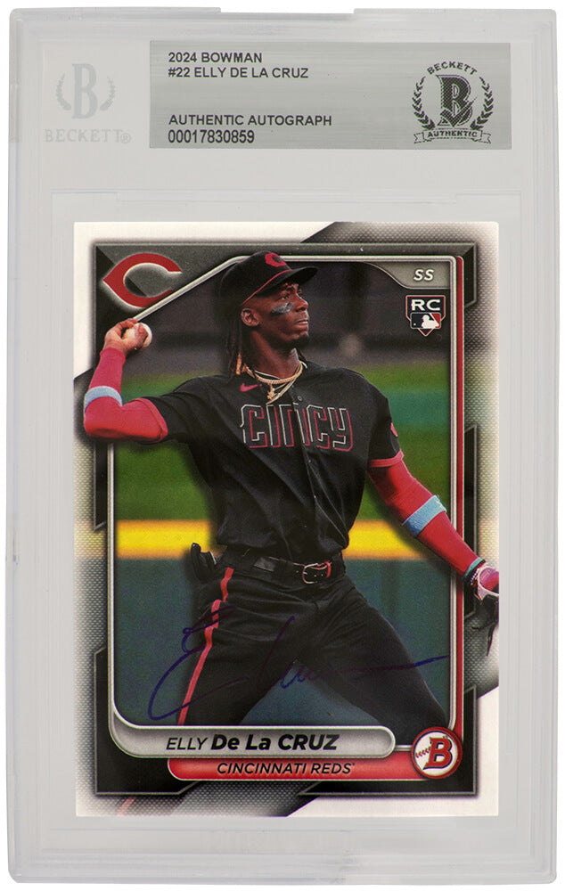 Elly De La Cruz Cincinnati Reds Autographed 2024 Bowman Rookie Baseball-Powers Sports Memorabilia